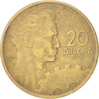 (№1955km34) Монета Югославия 1955 год 20 Dinara