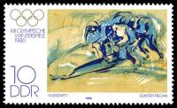 (1980-001) Марка Германия (ГДР) "Бобслей"    Зимние ОИ 1980, Лейк Плэсид III Θ