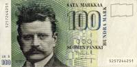(1986 Litt A) Банкнота Финляндия 1986 год 100 марок "Ян Сибелиус" Vanhala - Koivikko  VF