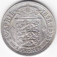 () Монета Дания 1923 год 2 кроны ""  Серебро (Ag)  UNC