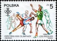 (1984-015) Марка Польша "Гандбол"    Олимпийские игры 1984 года Лос-Анджелес и Сараево II Θ