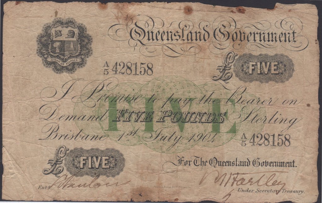 (№1904) Банкнота Австралия 1904 год &quot;5 Pounds&quot;
