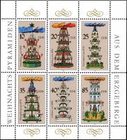(1987-085) Лист (6 м 2х3) Германия (ГДР) "Пирамиды"    Рождество III O
