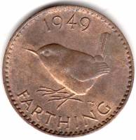 (1949) Монета Великобритания 1949 год 1 фартинг "Крапивник"  Бронза  XF