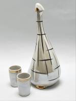 Графин и две стопки Гусь Утка фарфор СССР артель Прогресс с белой крышкой 