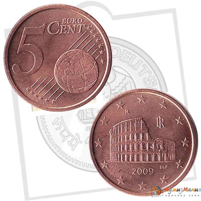 (2009) Монета Италия 2009 год 5 центов   Сталь, покрытая медью  UNC