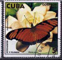 (№4544) Марка Куба 2003 год "Юнона Silverspot Дион Джуно Роза", Гашеная