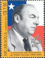 (№2004-4378) Марка Никарагуа 2004 год "100-летию со дня рождения Пабло Neruda039s", Гашеная