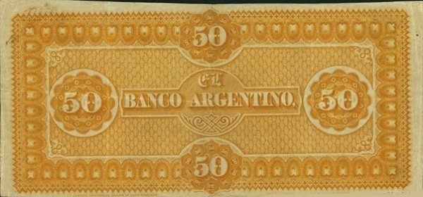 (№1873P-S1483) Банкнота Аргентина 1873 год &quot;50 Pesos Plata Boliviana&quot;