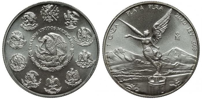 (2010) Монета Мексика 2010 год 1 унция &quot;Богиня Ника&quot;  Серебро Ag 999  UNC