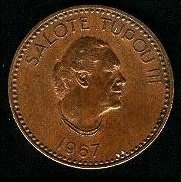 () Монета Тонга 1967 год 2  ""   Алюминиево-Никелево-Бронзовый сплав (Al-Ni-Br)  UNC