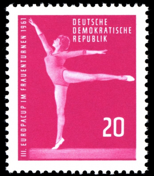 (1961-025) Марка Германия (ГДР) &quot;Упражнения на бревне&quot;    Гимнастика III O