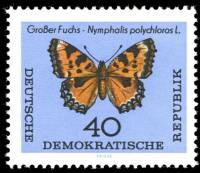 (1964-005) Марка Германия (ГДР) "Панцырь черепехи"    Бабочки III O
