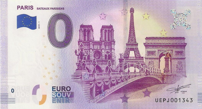 (2019) Банкнота Европа 2019 год 0 евро &quot;Париж&quot;   UNC