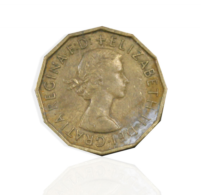 (1966) Монета Великобритания 1966 год 3 пенса &quot;Елизавета II&quot;  Латунь  VF