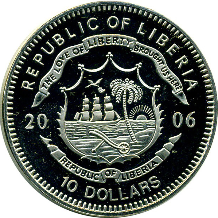 (2006) Монета Либерия 2006 год 10 долларов &quot;Мир на Ближнем Востоке&quot;   UNC