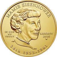 (036w) Монета США 2015 год 10 долларов "Мейми Эйзенхауэр" 2015 год  AU