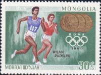 (1969-005) Марка Монголия "В. Рудольф, США"    Золотые медалисты ОИ II Θ