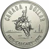 (1975) Монета Канада 1975 год 1 доллар "Калгари. 100 лет"  Серебро Ag 500  UNC