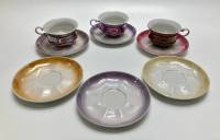 Кофейная пара 3 шт + 3 блюдца, перламутр, Коростень Радуга