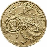 039 Монета Польша 2001 год 2 злотых Янтарный путь  Латунь  UNC