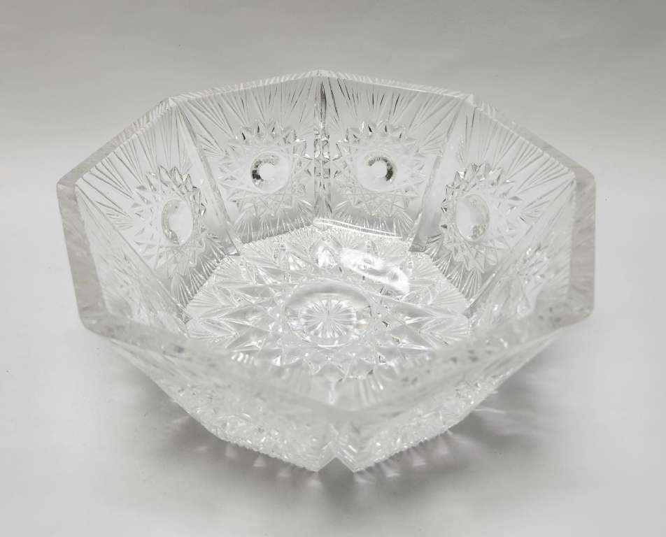 Салатник восьмиугольник хрусталь СССР  (сост. на фото)