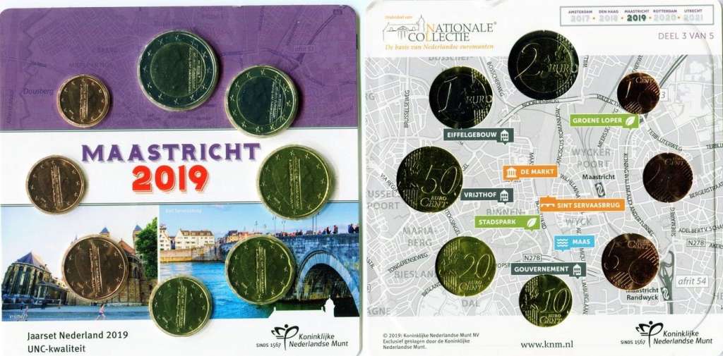 (2019, 8 монет) Набор монет Нидерланды (Голландия) 2019 год &quot;Маастрихт&quot;  Буклет