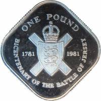 (№1981km51а) Монета Джерси 1981 год 1 Pound (200-летие битвы за Джерси)