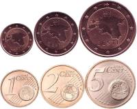 2017 3 монеты 1 2 5 центов Набор монет Евро Эстония 2017 год Карта    UNC