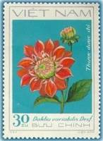 (1982-044a) Марка Вьетнам "Красные георгины"  Без перфорации  Георгины III Θ