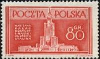 (1953-034) Марка Польша "Дворец Культуры и Науки"   Реконструкция Варшавы II Θ