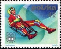 (1976-005) Марка Польша "Санный спорт"    Зимние Олимпийские Игры 1976, Инсбрук II Θ