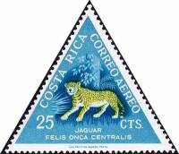(№1963-614) Марка Коста-Рика 1963 год "Ягуар Пантера онка", Гашеная