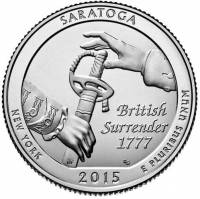 030s Монета США 2015 год 25 центов Саратога  Медь-Никель  PROOF