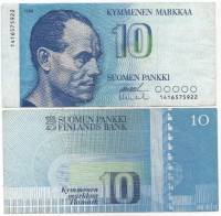 (,) Банкнота Финляндия 1986 год 10 марок "Пааво Нурми" Ollila - Vanhala  VF