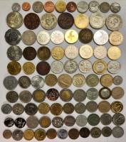 Набор иностранных монет, разные страны, разные года, разные номиналы, 90 штук