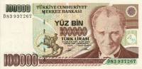 (,) Банкнота Турция 1994 год 100 000 лир "Мустафа Кемаль Ататюрк"   UNC