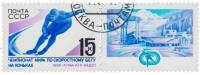1988-021  Марка + купон СССР Конькобежец  Чемпионат мира по скоростному бегу на коньках III Θ