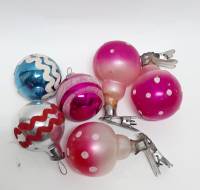 Набор ёлочных игрушек "Ассорти", СССР, стекло, 6 шт. (сост. на фото)