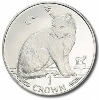 (1990) Монета Остров Мэн 1990 год 1 крона "Уличная кошка"  Медь-Никель  UNC