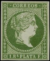 (№6) Марка Куба 1856 год "Королева Изабелла II", Гашеная