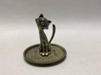 Подставка для колец Кошка с голубыми глазами мельхиор СССР