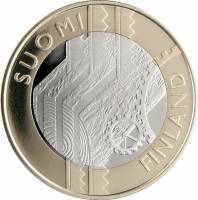 (010) Монета Финляндия 2011 год 5 евро "Уусимаа" 2. Диаметр 27,25 мм Биметалл  VF