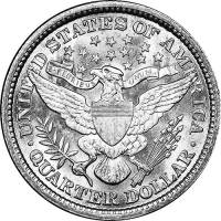 (1914d) Монета США 1914 год 25 центов   Голова Свободы, Барбер, Белоговый Орлан Серебро Ag 900  XF