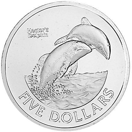 (2002) Монета Новая Зеландия 2002 год 5 долларов &quot;Дельфины&quot;  Никель Медь-Никель  UNC