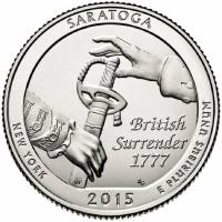 030p Монета США 2015 год 25 центов Саратога  Медь-Никель  UNC
