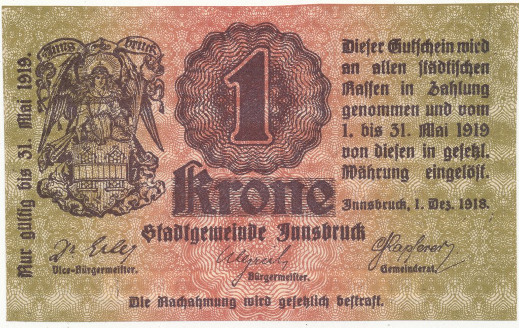 (№1918) Банкнота Австрия 1918 год &quot;1 Krone&quot;
