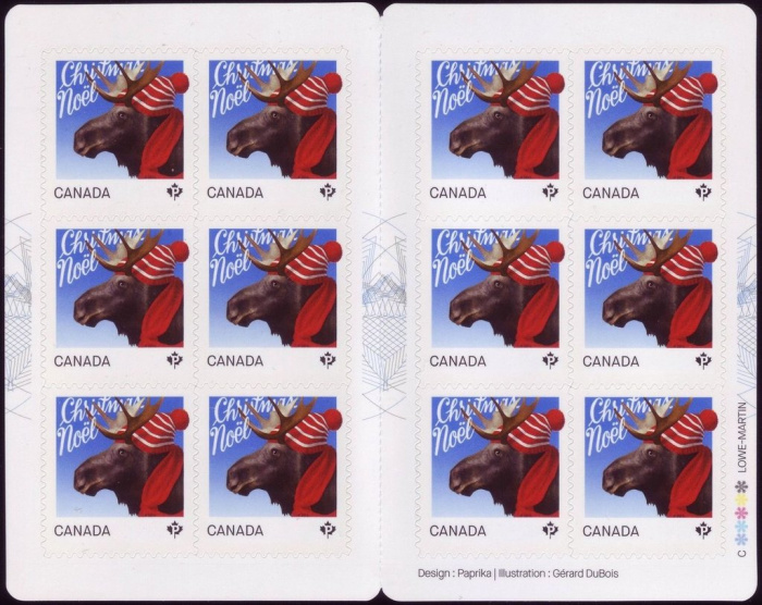 Лист марок Канада 2015 год &quot;Рождество Животных Лось&quot;, Гашеный
