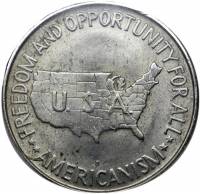 (1954s) Монета США 1954 год 50 центов   Джордж В. Карвер и Букер Т. Вашингтон Серебро Ag 900  UNC