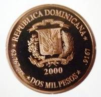 (№2000km108) Монета Доминиканская Республика 2000 год 2,000 Pesos (Третье тысячелетие христианства)